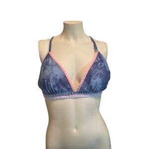 Blue and Pink Triangle String Bikini Top Xhileration Size XL Adjustable NWOT